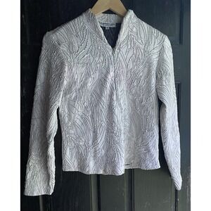 Andria Lieu Collection Women's White Textured Zip Front Lined Short Jacket M